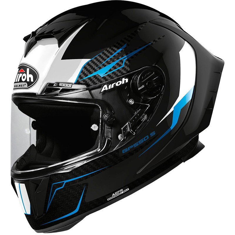 AIROH Casco GP550 S Wander – Gloss Blue – Taglia XL – Omologato ECE, Calotta In Composito HPC