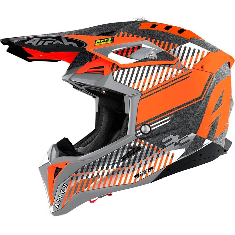 AIROH AVIATOR 3 Casco Cross - RAMPAGE ORANGE GLOSS - Taglia XL - Carbonio, Aerodinamico, Con Sistemi AMS2 Plus