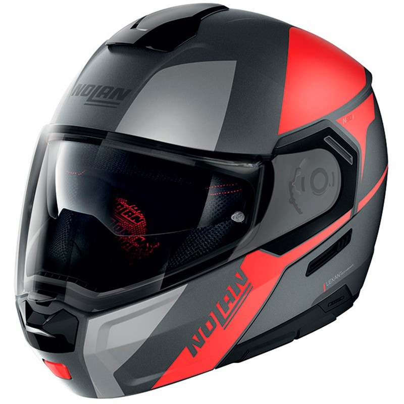 Casco modulare Nolan N90-3 WILCO N-COM Grigio Opaco Bianco