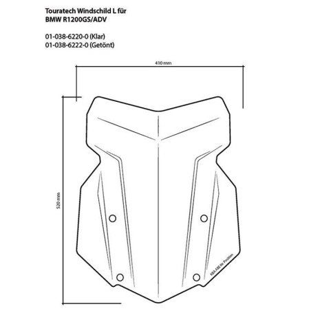 TOURATECH BULLE L TRANSPARENT BMW R1250GS/R1250GS