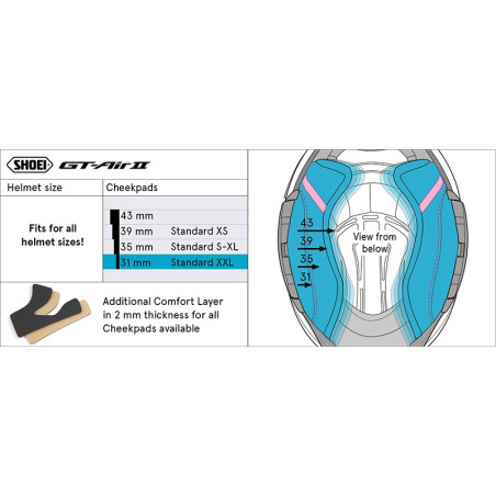 SHOEI GT-AIR 2 CHEEK PADS 31MM