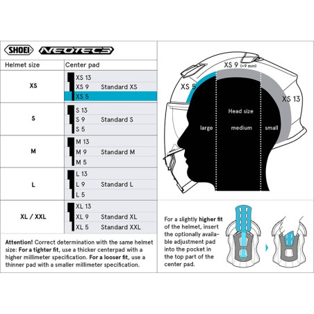 SHOEI NEOTEC 3 ALMOHADILLA CENTRAL XS 5MM